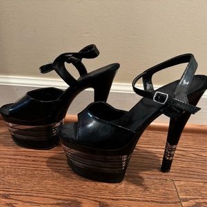 PLEASER Heel Strap with Black and See Through Bottoms